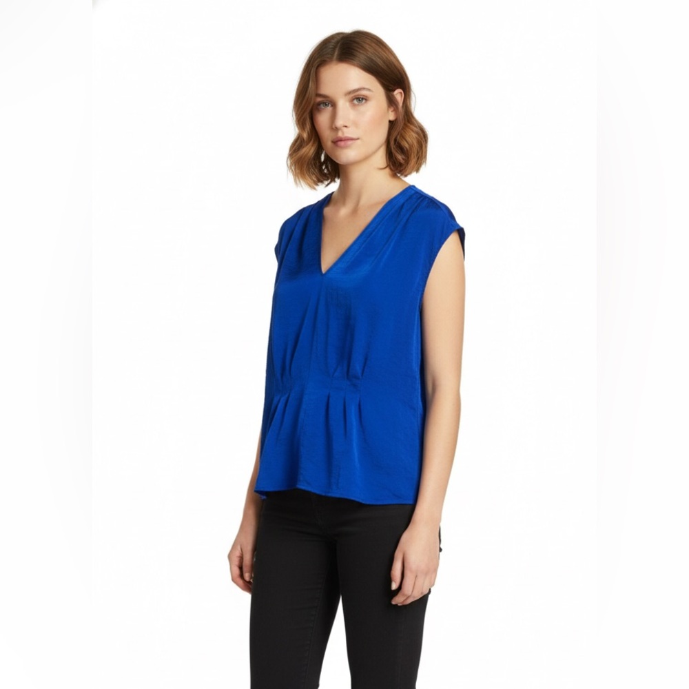 DKNY Women’s Royal Blue V-Neck Blouse Size Large